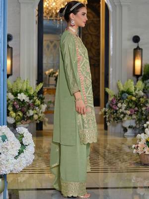 Women Ethnic Motifs Embroidered Kurta with Palazzos & Dupatta 5