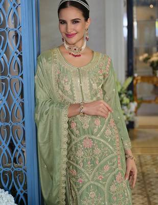 Women Ethnic Motifs Embroidered Kurta with Palazzos & Dupatta 6