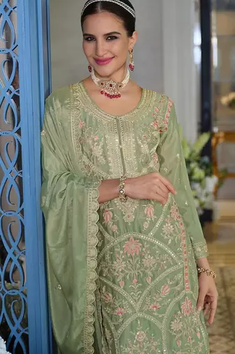 Women Ethnic Motifs Embroidered Kurta with Palazzos & Dupatta
