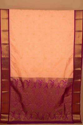 Peach and purple semi silk saree with blouse 3