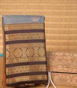 Steel grey and brown pure touch silk saree