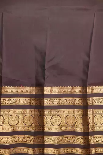 Steel grey and brown pure touch silk saree