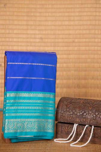 Royal blue veldhari semi silk saree with blouse