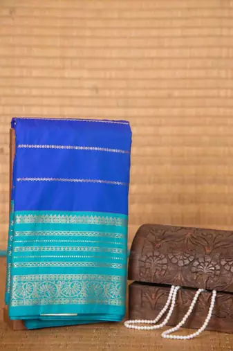 Royal blue veldhari semi silk saree with blouse
