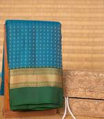 Dodger blue and green touch silk saree with blouse