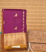 Jam purple and mustard touch silk saree with blouse