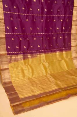Jam purple and mustard touch silk saree with blouse 2