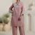 Floral Yoke Design V-Neck Thread Work Straight Kurta & Trousers
