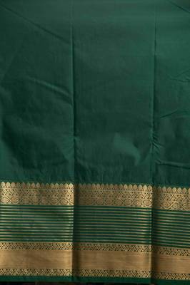 Marigold yellow and green semi silk saree with blouse 3
