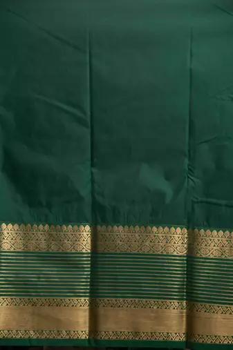Marigold yellow and green semi silk saree with blouse