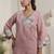 Floral Yoke Design V-Neck Thread Work Straight Kurta & Trousers