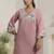 Floral Yoke Design V-Neck Thread Work Straight Kurta & Trousers