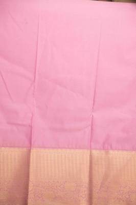 Aqua blue and baby pink brocade semi silk saree with blouse 3