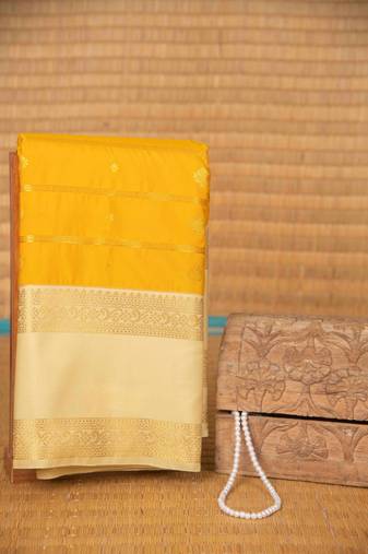 Canary yellow veldhari semi silk saree with blouse