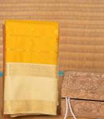 Canary yellow veldhari semi silk saree with blouse