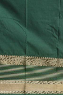 Malai cream and green semi silk saree with blouse 3