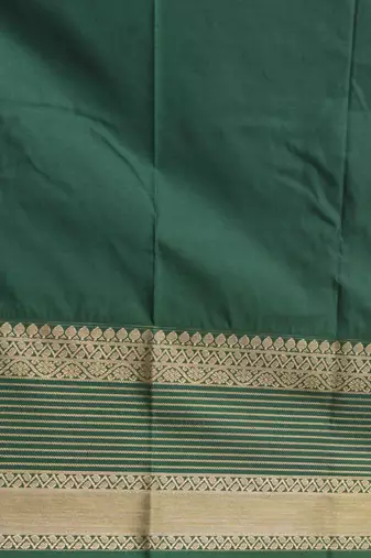 Malai cream and green semi silk saree with blouse