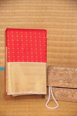 Pink aayiram butta semi silk saree with blouse 1