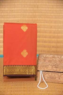 Yam orange semi silk saree with blouse 1