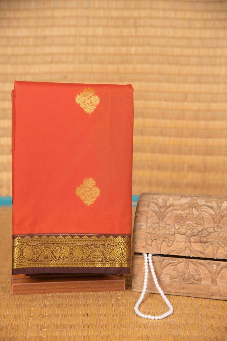 Yam orange semi silk saree with blouse