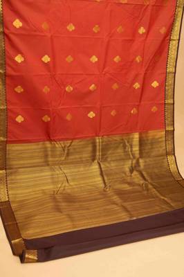 Yam orange semi silk saree with blouse 2