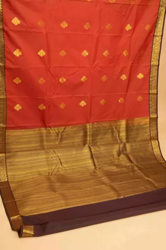 Yam orange semi silk saree with blouse
