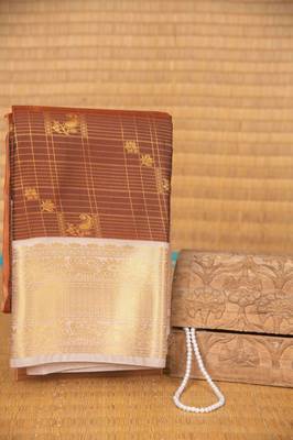 Copper brown semi silk saree with blouse 1