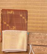 Copper brown semi silk saree with blouse