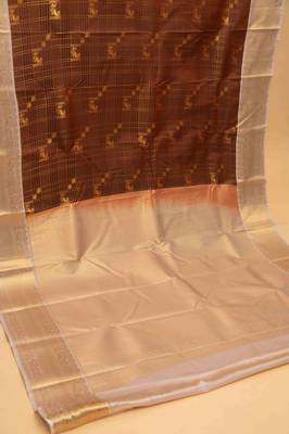 Copper brown semi silk saree with blouse 2