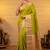 Green and grey soft silk saree with blouse
