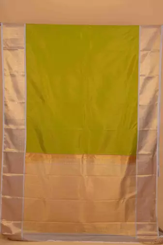 Green and grey soft silk saree with blouse