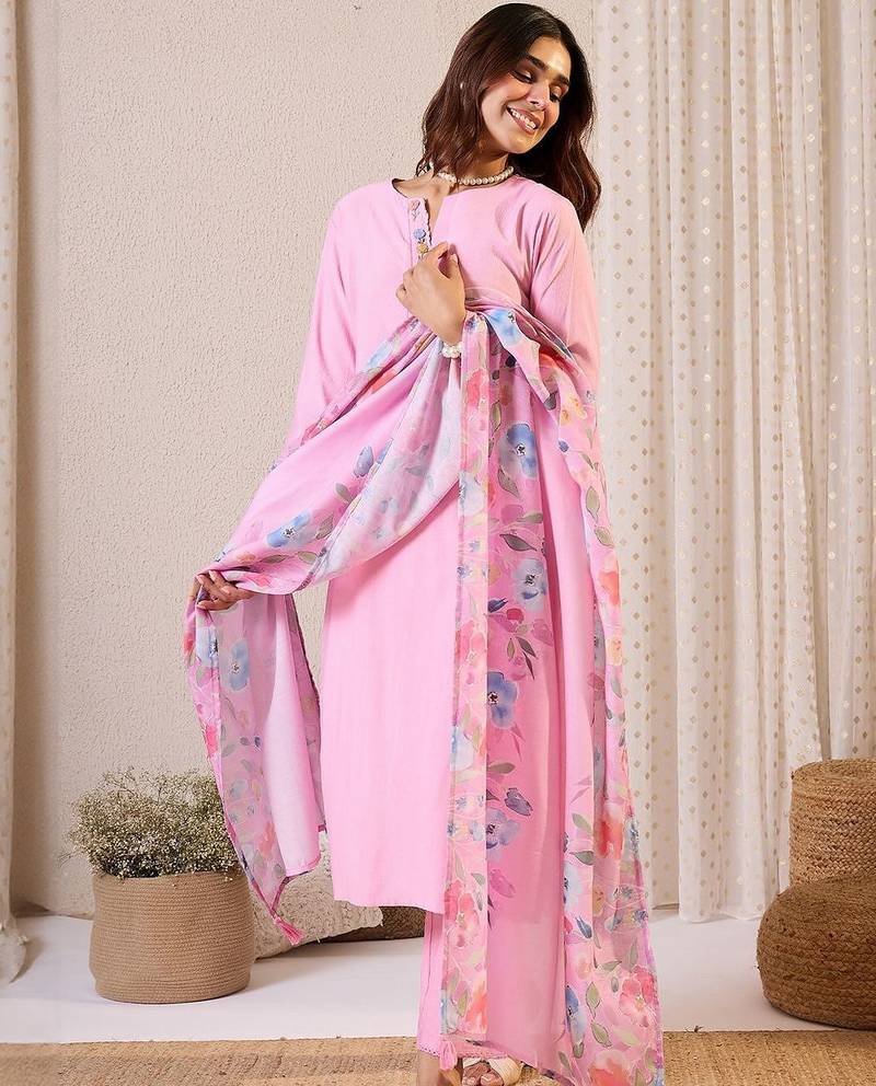 Women Floral Embroidered Kurta with Trousers & Dupatta