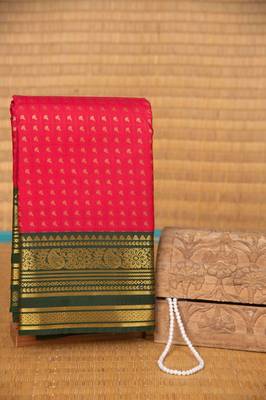 Pink aayiram butta semi silk saree with blouse 1