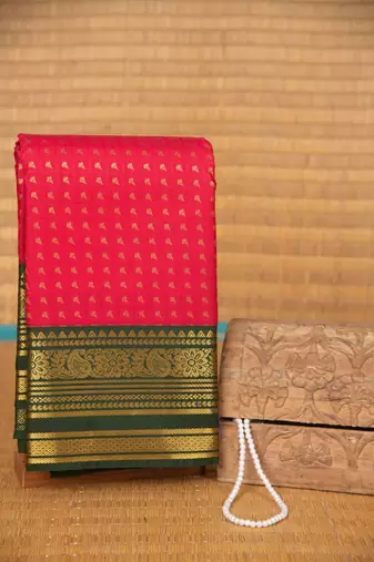 Pink aayiram butta semi silk saree with blouse