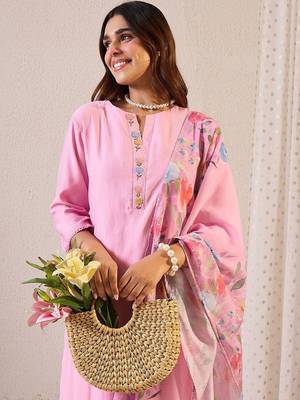 Women Floral Embroidered Kurta with Trousers & Dupatta 7
