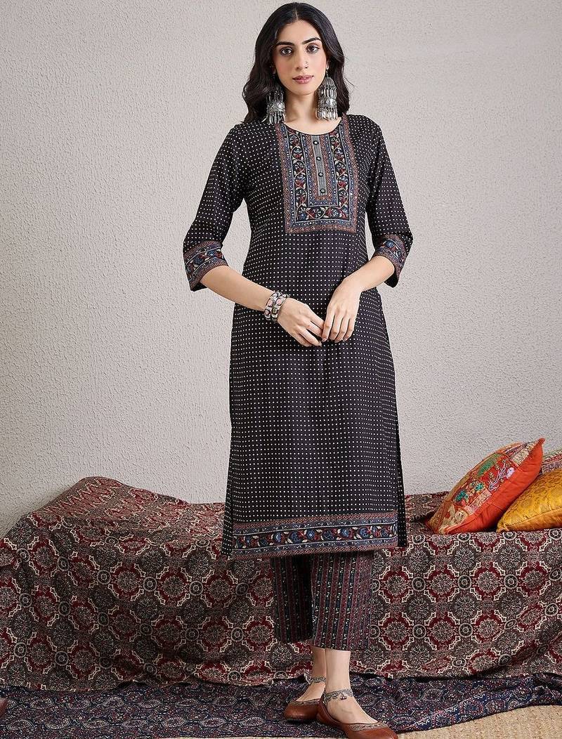 Women Ethnic Motifs Printed Regular Pure Cotton Kurta with Trousers & With Dupatta