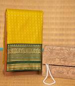 Lime green and deep green aayiram butta semi silk saree with blouse