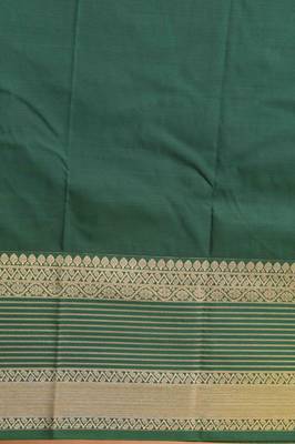 Tomato red and green semi silk saree with blouse 3