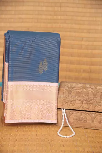 Peacock blue vairaoosi semi silk saree with blouse