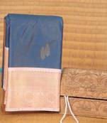 Peacock blue vairaoosi semi silk saree with blouse