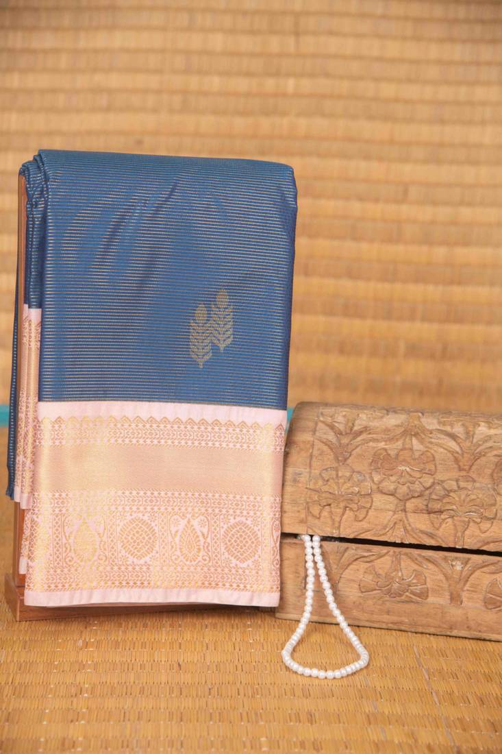 Peacock blue vairaoosi semi silk saree with blouse