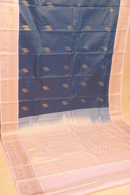 Peacock blue vairaoosi semi silk saree with blouse 2