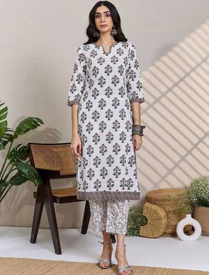 Women Floral Printed Cotton Kurta with Trousers & Dupatta 5