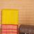 Leaf green and pink checked touch silk saree with blouse
