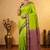 Lime green and purple touch silk saree with blouse