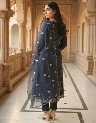 Women Ethnic Motifs Embroidered Kurta with Trousers & Dupatta 4