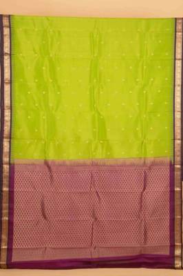 Lime green and purple touch silk saree with blouse 3