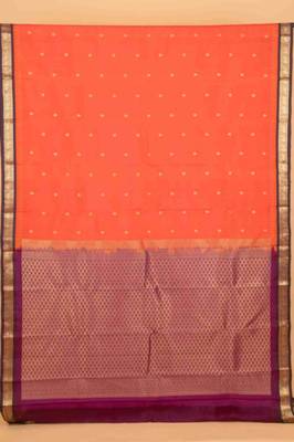 Orange and purple touch silk saree with blouse 3