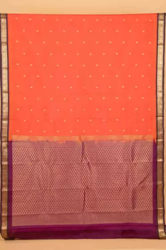 Orange and purple touch silk saree with blouse
