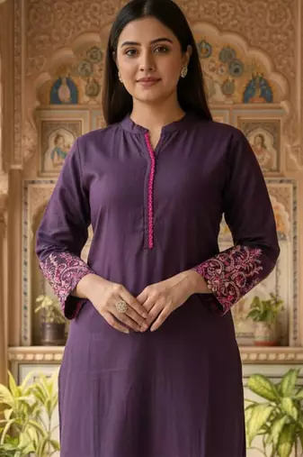 Women Ethnic Motifs Embroidered Thread Work Kurta with Trousers